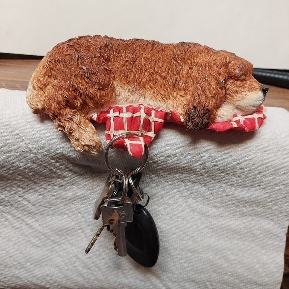 Vintage Hand-painted Sleeping Spaniel Leash/Key Holder - Picture 8 of 12